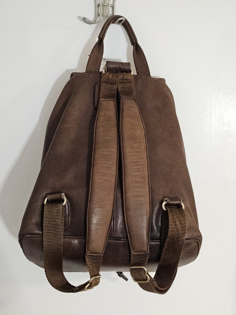 Large Leather Drawstring Coach Backpack - Picture 2 of 11